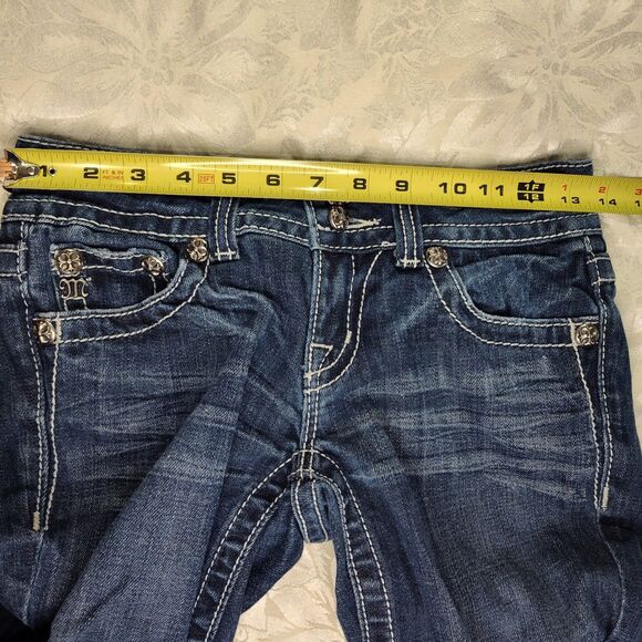Miss Me Jeans Womens 26 Bootcut Lowrise Rhinestone Embellished Stretchy - Picture 7 of 10